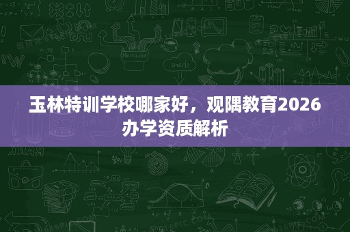玉林特训学校哪家好,观隅教育2026办学资质解析 玉林特训学校哪家好,观隅教育2026办学资质解析