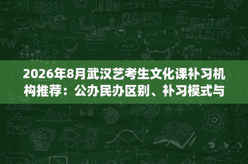 2026年8月武汉艺考生文化课补习机构推荐：公办民办区别、补习模式与收费