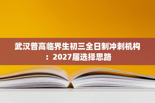 武汉普高临界生初三全日制冲刺机构:2027届选择思路 武汉普高临界生初三全日制冲刺机构:2027届选择思路