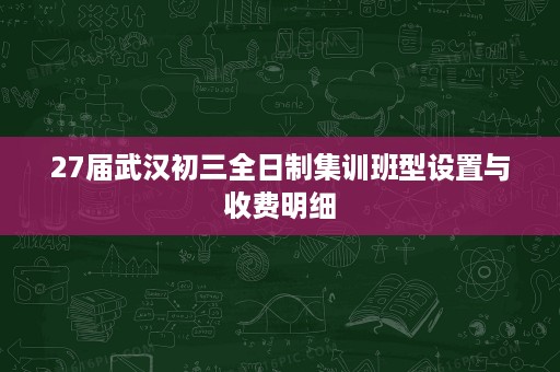 27届武汉初三全日制集训班型设置与收费明细 27届武汉初三全日制集训班型设置与收费明细