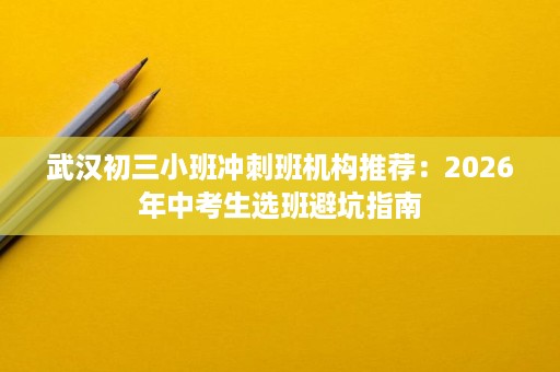 武汉初三小班冲刺班机构推荐：2026年中考生选班避坑指南