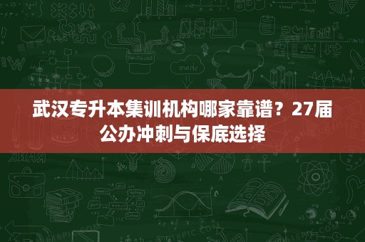 武汉专升本集训机构哪家靠谱?27届公办冲刺与保底选择 武汉专升本集训机构哪家靠谱?27届公办冲刺与保底选择
