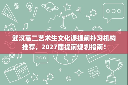 武汉高二艺术生文化课提前补习机构推荐,2027届提前规划指南! 武汉高二艺术生文化课提前补习机构推荐,2027届提前规划指南!