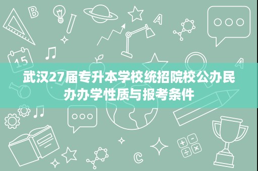 武汉27届专升本学校统招院校公办民办办学性质与报考条件 武汉27届专升本学校统招院校公办民办办学性质与报考条件