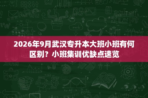 2026年9月武汉专升本大班小班有何区别?小班集训优缺点速览 2026年9月武汉专升本大班小班有何区别?小班集训优缺点速览