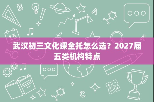 武汉初三文化课全托怎么选？2027届五类机构特点