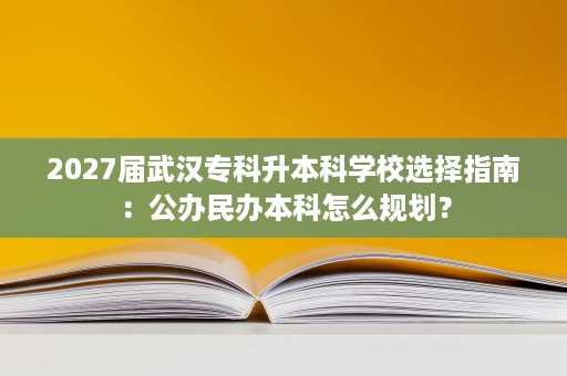 2027届武汉专科升本科学校选择指南:公办民办本科怎么规划? 2027届武汉专科升本科学校选择指南:公办民办本科怎么规划?