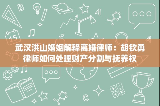 武汉洪山婚姻解释离婚律师：胡钦勇律师如何处理财产分割与抚养权