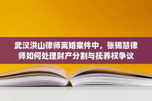 武汉洪山律师离婚案件中,张锡慧律师如何处理财产分割与抚养权争议 武汉洪山律师离婚案件中,张锡慧律师如何处理财产分割与抚养权争议