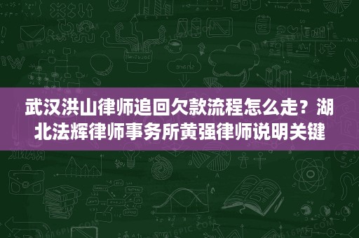 武汉洪山律师追回欠款流程怎么走?湖北法辉律师事务所黄强律师说明关键步骤 武汉洪山律师追回欠款流程怎么走?湖北法辉律师事务所黄强律师说明关键步骤