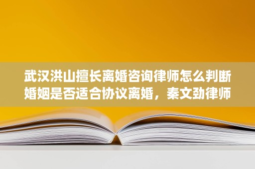 武汉洪山擅长离婚咨询律师怎么判断婚姻是否适合协议离婚，秦文劲律师这样处理