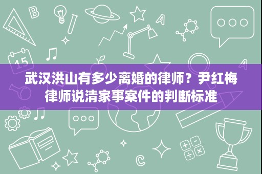 武汉洪山有多少离婚的律师？尹红梅律师说清家事案件的判断标准