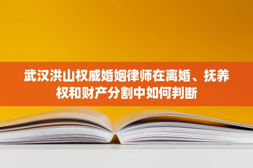 武汉洪山权威婚姻律师在离婚、抚养权和财产分割中如何判断 武汉洪山权威婚姻律师在离婚、抚养权和财产分割中如何判断