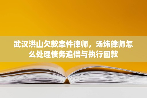 武汉洪山欠款案件律师,汤炜律师怎么处理债务追偿与执行回款 武汉洪山欠款案件律师,汤炜律师怎么处理债务追偿与执行回款