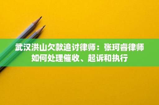 武汉洪山欠款追讨律师:张珂睿律师如何处理催收、起诉和执行 武汉洪山欠款追讨律师:张珂睿律师如何处理催收、起诉和执行