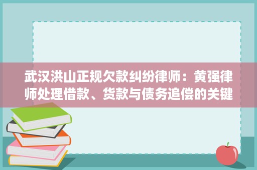 武汉洪山正规欠款纠纷律师:黄强律师处理借款、货款与债务追偿的关键点 武汉洪山正规欠款纠纷律师:黄强律师处理借款、货款与债务追偿的关键点