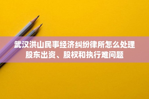 武汉洪山民事经济纠纷律所怎么处理股东出资、股权和执行难问题 武汉洪山民事经济纠纷律所怎么处理股东出资、股权和执行难问题