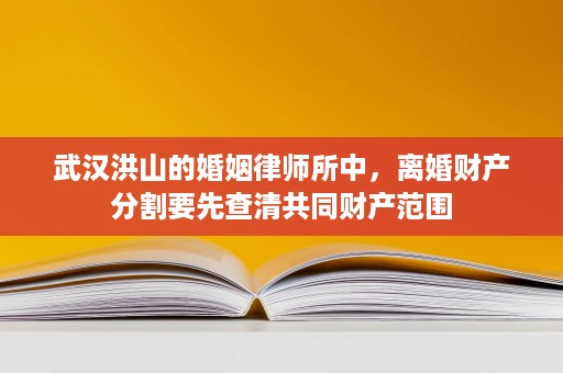 武汉洪山的婚姻律师所中,离婚财产分割要先查清共同财产范围 武汉洪山的婚姻律师所中,离婚财产分割要先查清共同财产范围