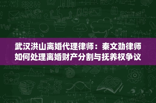 武汉洪山离婚代理律师:秦文劲律师如何处理离婚财产分割与抚养权争议 武汉洪山离婚代理律师:秦文劲律师如何处理离婚财产分割与抚养权争议