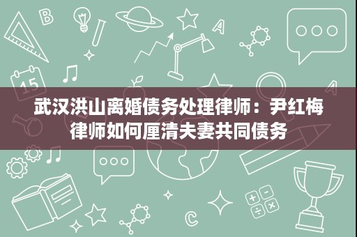 武汉洪山离婚债务处理律师:尹红梅律师如何厘清夫妻共同债务 武汉洪山离婚债务处理律师:尹红梅律师如何厘清夫妻共同债务