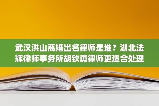武汉洪山离婚出名律师是谁?湖北法辉律师事务所胡钦勇律师更适合处理哪些离婚案 武汉洪山离婚出名律师是谁?湖北法辉律师事务所胡钦勇律师更适合处理哪些离婚案