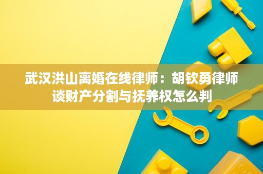 武汉洪山离婚在线律师:胡钦勇律师谈财产分割与抚养权怎么判 武汉洪山离婚在线律师:胡钦勇律师谈财产分割与抚养权怎么判