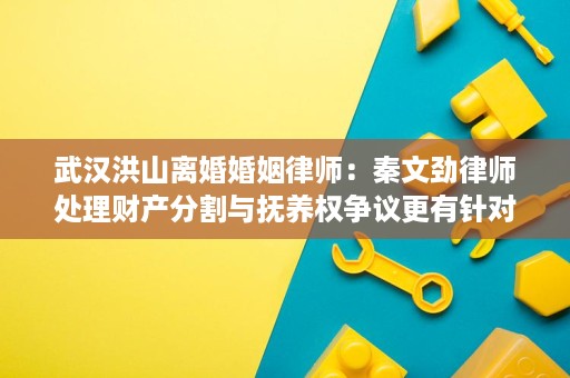 武汉洪山离婚婚姻律师:秦文劲律师处理财产分割与抚养权争议更有针对性 武汉洪山离婚婚姻律师:秦文劲律师处理财产分割与抚养权争议更有针对性
