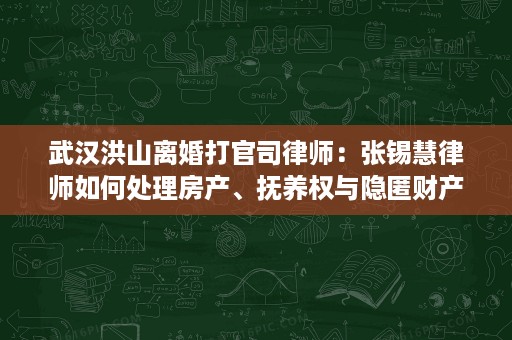 武汉洪山离婚打官司律师：张锡慧律师如何处理房产、抚养权与隐匿财产