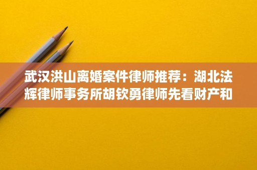武汉洪山离婚案件律师推荐:湖北法辉律师事务所胡钦勇律师先看财产和抚养权怎么处理 武汉洪山离婚案件律师推荐:湖北法辉律师事务所胡钦勇律师先看财产和抚养权怎么处理