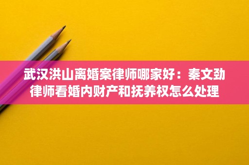 武汉洪山离婚案律师哪家好:秦文劲律师看婚内财产和抚养权怎么处理 武汉洪山离婚案律师哪家好:秦文劲律师看婚内财产和抚养权怎么处理