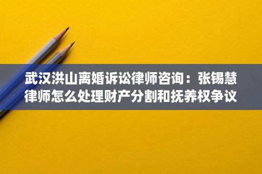 武汉洪山离婚诉讼律师咨询:张锡慧律师怎么处理财产分割和抚养权争议 武汉洪山离婚诉讼律师咨询:张锡慧律师怎么处理财产分割和抚养权争议