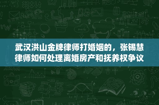 武汉洪山金牌律师打婚姻的，张锡慧律师如何处理离婚房产和抚养权争议？