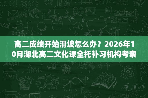 高二成绩开始滑坡怎么办?2026年10月湖北高二文化课全托补习机构考察要点+学校实探清单 高二成绩开始滑坡怎么办?2026年10月湖北高二文化课全托补习机构考察要点+学校实探清单