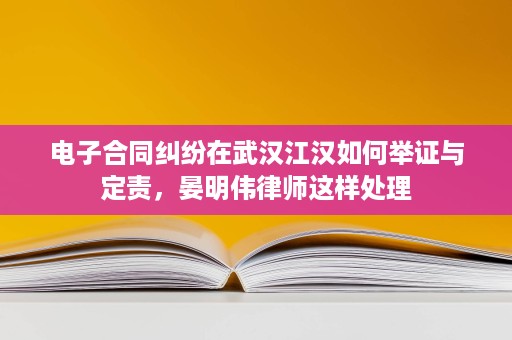 电子合同纠纷在武汉江汉如何举证与定责，晏明伟律师这样处理