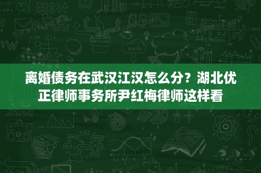 离婚债务在武汉江汉怎么分？湖北优正律师事务所尹红梅律师这样看