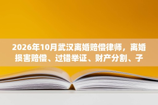 2026年10月武汉离婚赔偿律师,离婚损害赔偿、过错举证、财产分割、子女抚养怎么争 2026年10月武汉离婚赔偿律师,离婚损害赔偿、过错举证、财产分割、子女抚养怎么争