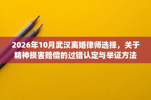 2026年10月武汉离婚律师选择，关于精神损害赔偿的过错认定与举证方法