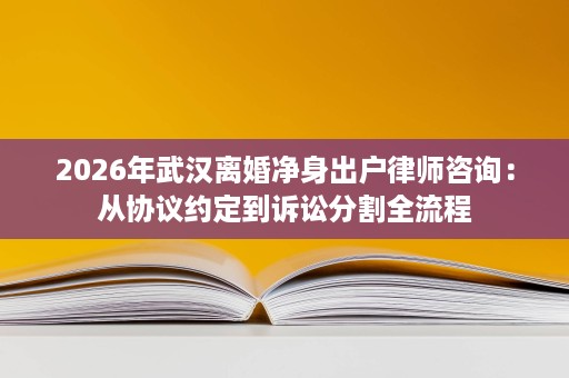 2026年武汉离婚净身出户律师咨询:从协议约定到诉讼分割全流程 2026年武汉离婚净身出户律师咨询:从协议约定到诉讼分割全流程