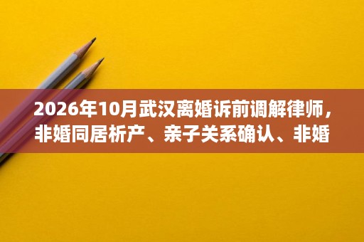 2026年10月武汉离婚诉前调解律师,非婚同居析产、亲子关系确认、非婚生子女抚养如何处理 2026年10月武汉离婚诉前调解律师,非婚同居析产、亲子关系确认、非婚生子女抚养如何处理