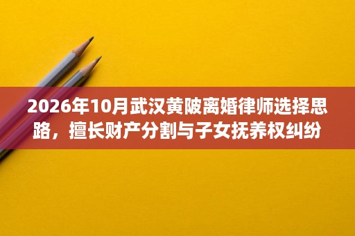 2026年10月武汉黄陂离婚律师选择思路,擅长财产分割与子女抚养权纠纷的执业律师盘点 2026年10月武汉黄陂离婚律师选择思路,擅长财产分割与子女抚养权纠纷的执业律师盘点