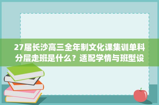 27届长沙高三全年制文化课集训单科分层走班是什么？适配学情与班型设置详解