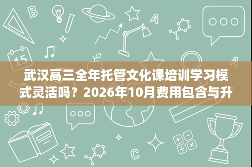 武汉高三全年托管文化课培训学习模式灵活吗？2026年10月费用包含与升学质量解读