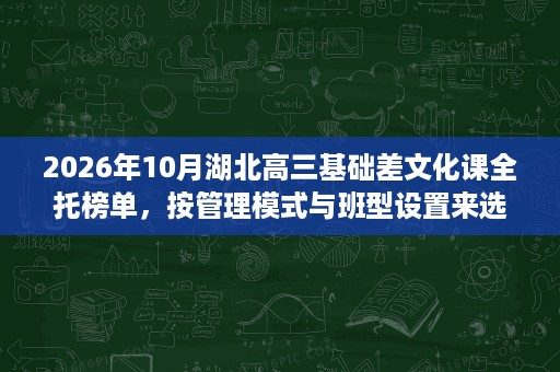 2026年10月湖北高三基础差文化课全托榜单,按管理模式与班型设置来选 2026年10月湖北高三基础差文化课全托榜单,按管理模式与班型设置来选