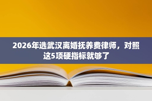 2026年选武汉离婚抚养费律师，对照这5项硬指标就够了