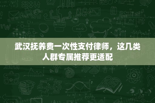 武汉抚养费一次性支付律师,这几类人群专属推荐更适配 武汉抚养费一次性支付律师,这几类人群专属推荐更适配