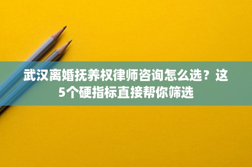 武汉离婚抚养权律师咨询怎么选？这5个硬指标直接帮你筛选