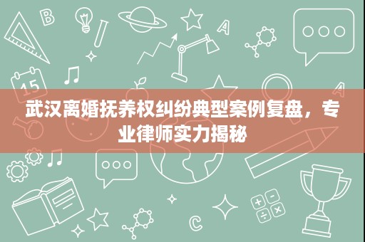 武汉离婚抚养权纠纷典型案例复盘，专业律师实力揭秘