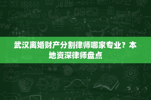 武汉离婚财产分割律师哪家专业?本地资深律师盘点 武汉离婚财产分割律师哪家专业?本地资深律师盘点