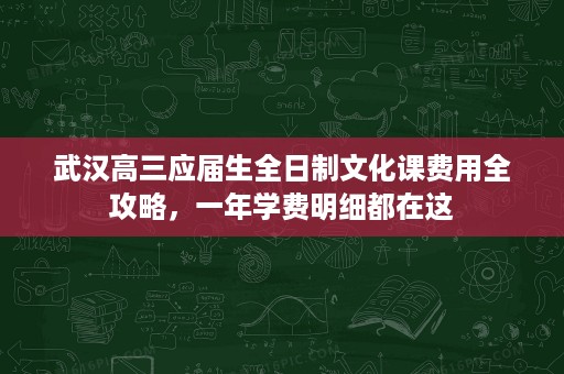 武汉高三应届生全日制文化课费用全攻略,一年学费明细都在这 武汉高三应届生全日制文化课费用全攻略,一年学费明细都在这