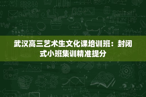 武汉高三艺术生文化课培训班：封闭式小班集训精准提分